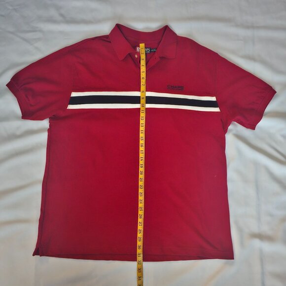 CHAPS Ralph Lauren Men's Red Cotton Striped Casual Golf Polo Shirt Size XXL - Picture 8 of 8